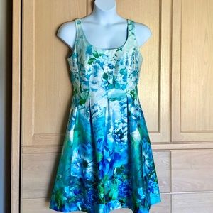 Cotton sateen watercolor print dress